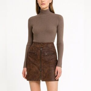 New Arden B Genuine leather Pencil Front Zipper adjustable  Slit